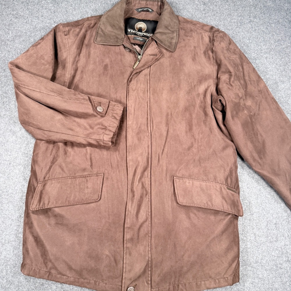 Weatherproof Garment Co Mens Brown Microfiber Faux Suede Barn Jacket Medium